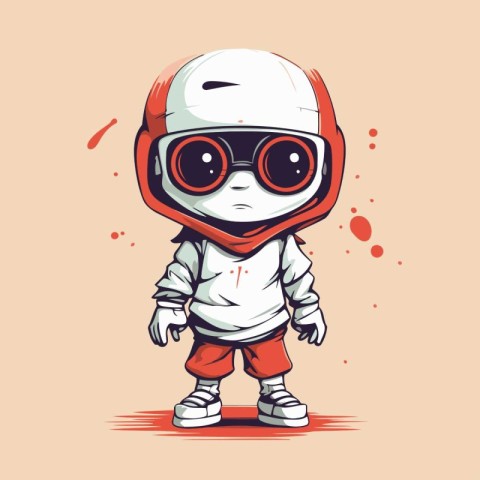 Astronaut in space suit with helmet and glasses. vector illustra