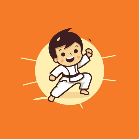Karate boy cartoon icon. Vector illustration of karate boy.