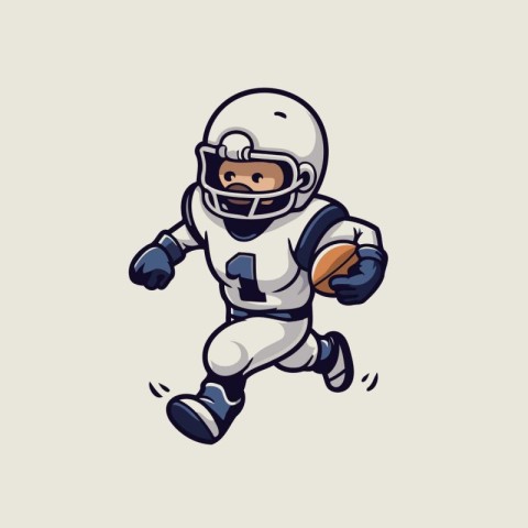 American football player running with ball. Vector illustration