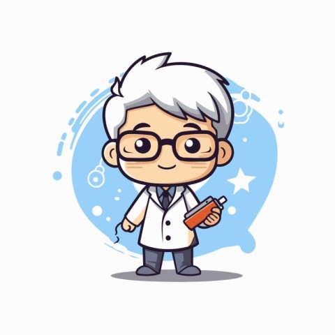 Scientist Boy - Science Cartoon Vector Illustration