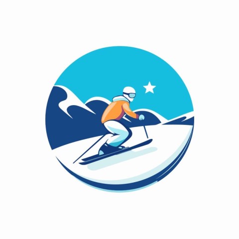 Snowboarder in mountains. Winter sport logo. Vector illustration