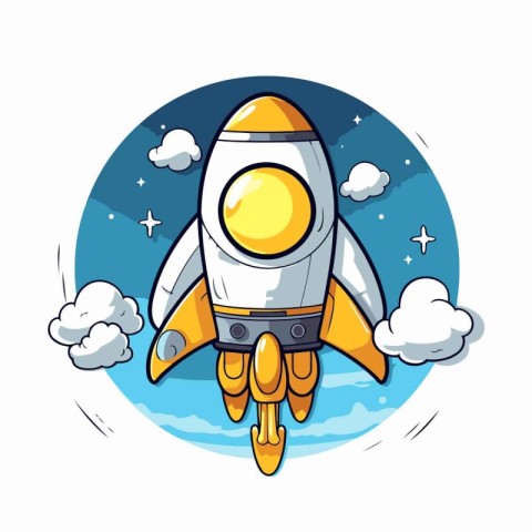 Rocket cartoon icon. Space travel adventure and exploration them