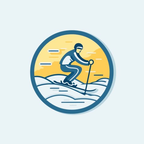 Skier icon. Vector illustration of a skier on skis.