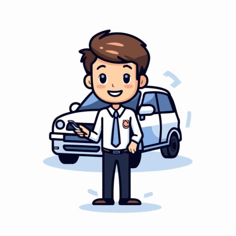Businessman Car Accident - Vector Cartoon Illustrationï»Â