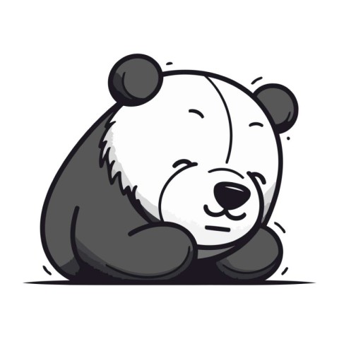 Illustration of a Cute Cartoon Panda on White Background Vecto