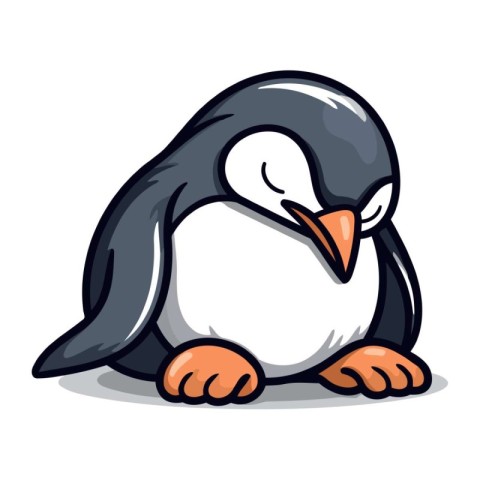 Cute penguin isolated on a white background. Vector illustration