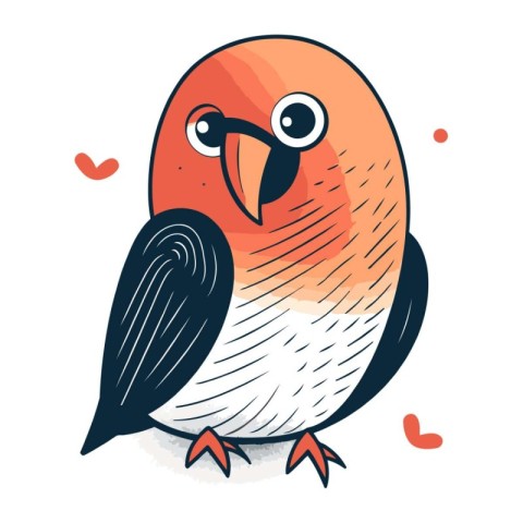 Vector illustration of a cute cartoon bird isolated on a white b