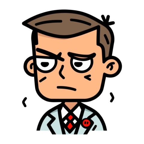 Sad Man Colorful Cartoon Style Vector Illustration