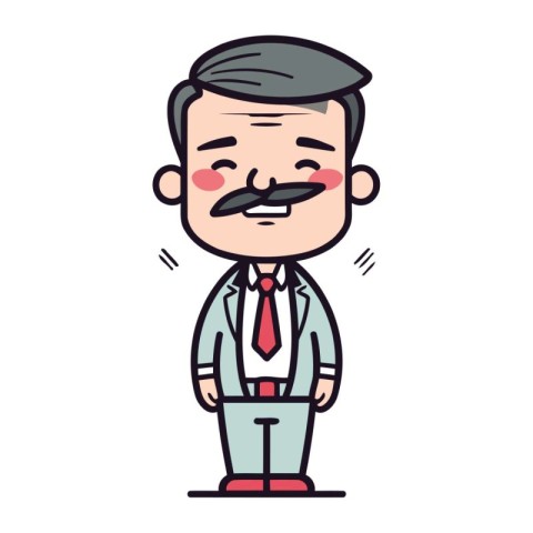 Businessman Smiling and Wearing Tie Retro Cartoon Vector Illus