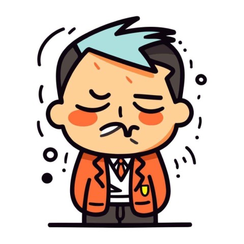 Businessman Sad Face Cartoon Vector Illustration