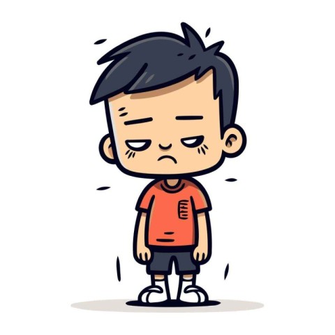 Sad Crying Boy Retro Cartoon Vector Illustration