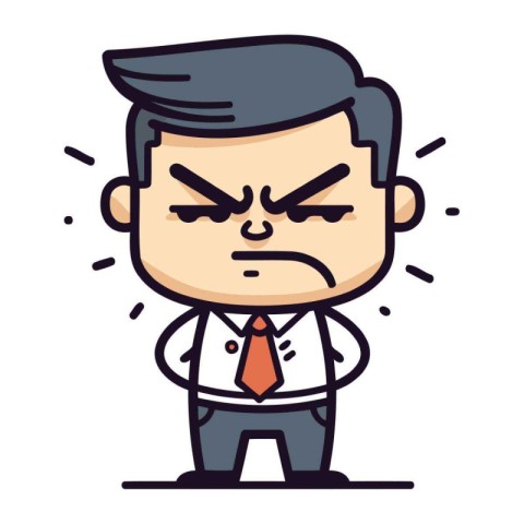 Angry Businessman Cartoon Vector Illustration