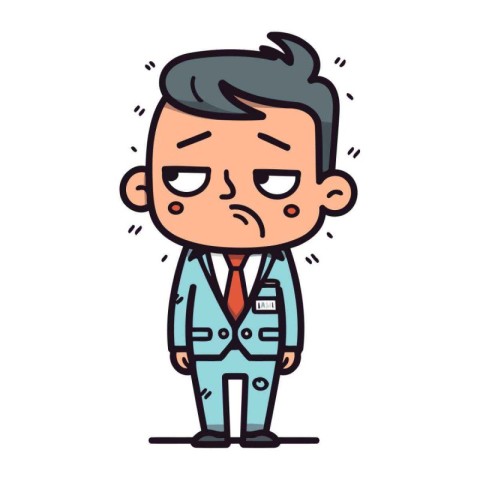 Sad Businessman Colorful Cartoon Vector Illustration