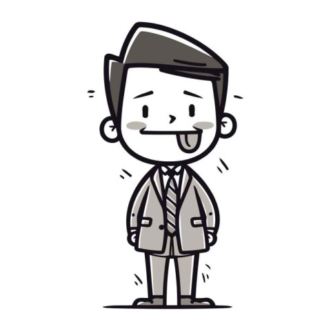 Businessman Smiling Hand Drawn Cartoon Vector Illustration