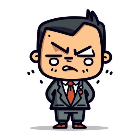 Angry Businessman Cartoon Vector Illustration