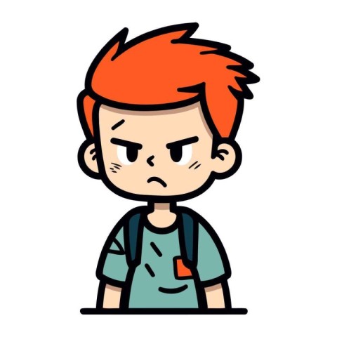 Angry Schoolboy Vector Cartoon Illustration