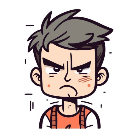 Angry Man Face Cartoon Vector Illustration