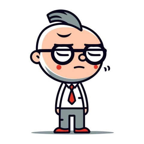 Sad Old Man Retro Cartoon Vector Illustration