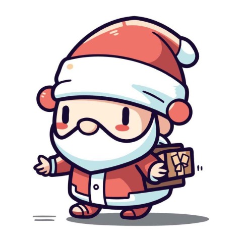 Santa Claus holding gift box Cartoon Santa Claus character vec
