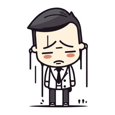 Sad Businessman Cartoon Vector Illustration.