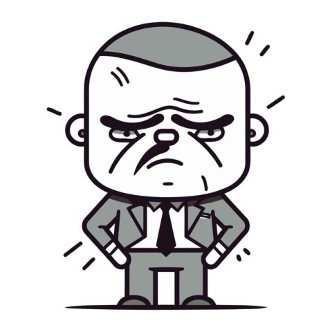 Angry Boss Cartoon Character Business Vector Illustration. EPS