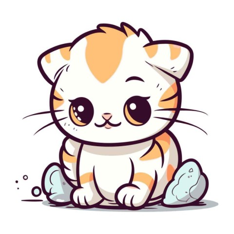 Cute cartoon cat. Vector illustration isolated on a white backgr