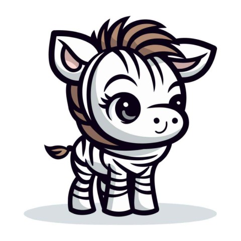 Cute Cartoon Zebra Mascot Character Vector Illustration