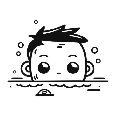 cute little boy with swimsuit in water character vector illustra