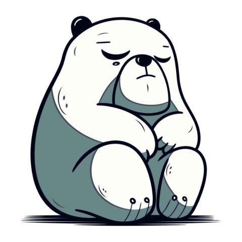 Polar Bear Crying Cartoon Vector Illustration. Isolated On Whi