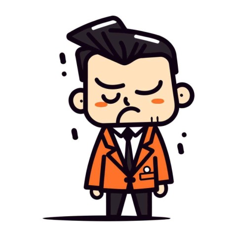 Sad Businessman Colorful Cartoon Vector Illustration