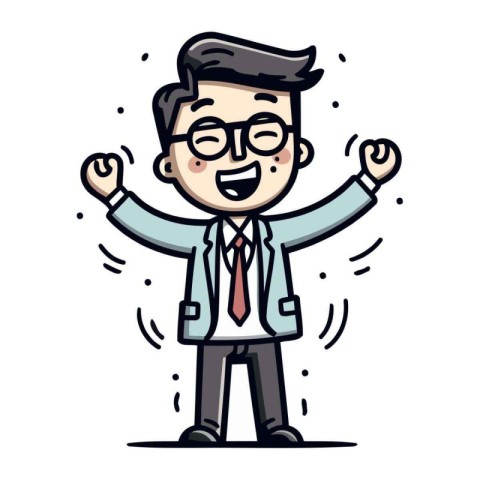 Businessman Celebrating Cartoon Vector Illustration