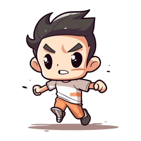 Angry boy running Cartoon Vector Illustration
