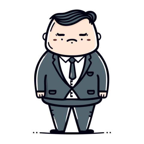 Sad Businessman Wearing Suit Retro Cartoon Vector Illustration