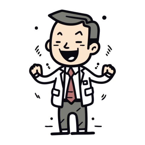 Happy Businessman Cartoon Vector Illustration of Successful Bu
