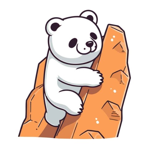 Polar bear sleeping on a rock. Vector illustration isolated on w