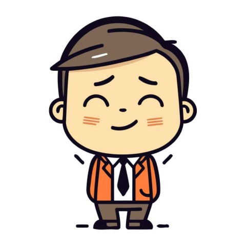 Smiling Businessman Wearing Suit Vector Cartoon Character Illu