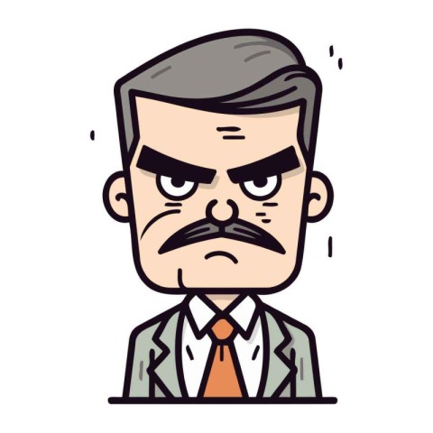 Angry boss Cartoon Vector Illustration. Sticker. Label