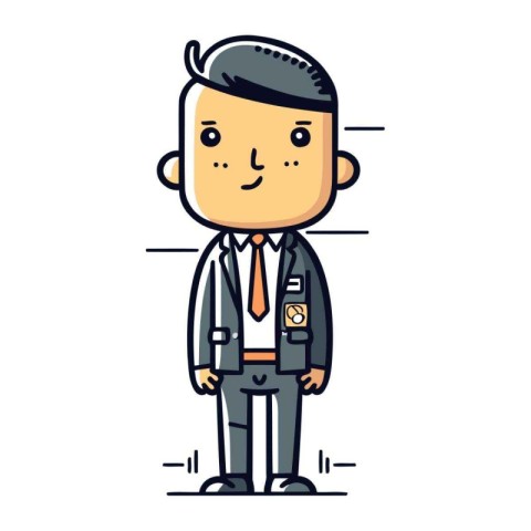 Smiling Businessman Wearing Suit Vector Cartoon Character Illu