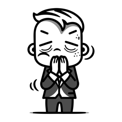 Businessman Crying Cartoon Vector Illustration