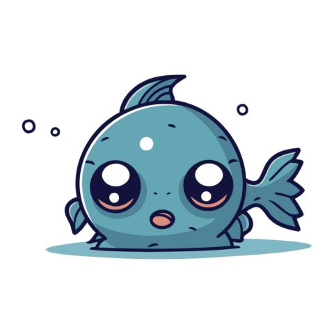Cute cartoon fish. Vector illustration isolated on a white backg