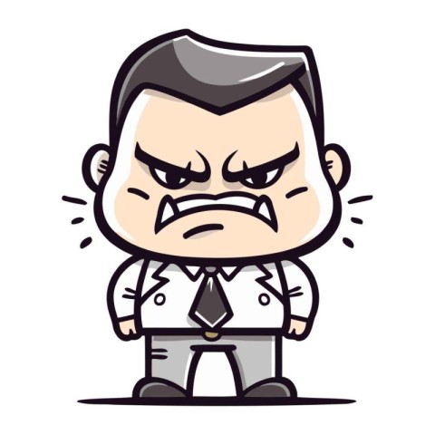 Angry Boss Cartoon Vector Illustration.