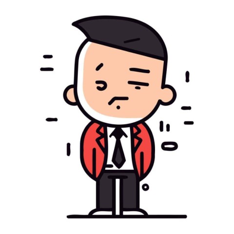 Sad Businessman Cartoon Vector Illustration. Sticker. Label