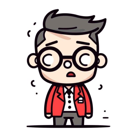Angry Cartoon Man Wearing Glasses Retro Vector Illustration