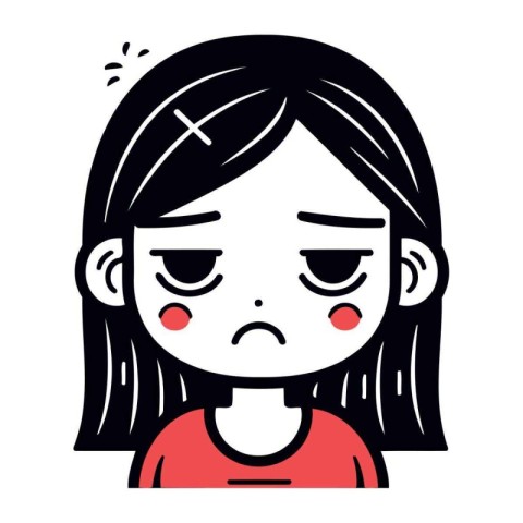 Illustration of a Girl Crying with Crossed Eyes Vector