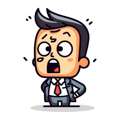 Shocked Face Cartoon Businessman Vector Illustration