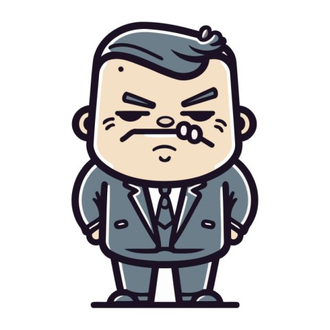 Angry Businessman Retro Cartoon Vector Illustration