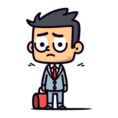 Sad businessman with briefcase Cartoon Vector Illustration