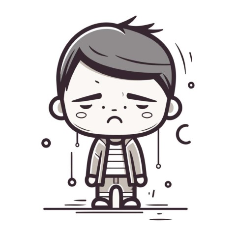 Sad boy Cartoon Vector Illustration of Sad Boy Cute Style