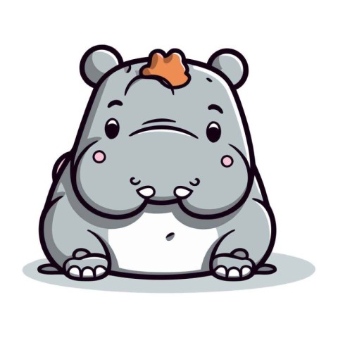 Hippo Crying Cute Cartoon Animal Vector Illustration