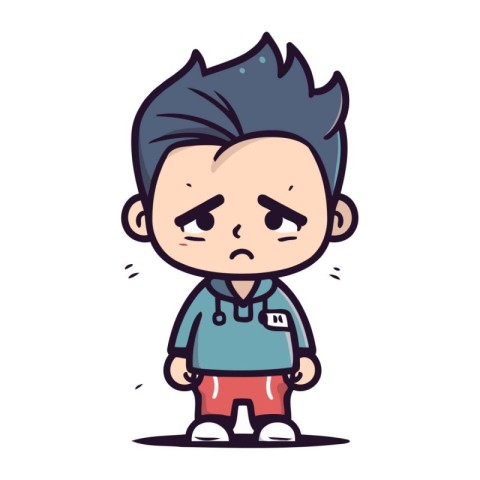 Angry Boy Retro Cartoon Vector Illustration